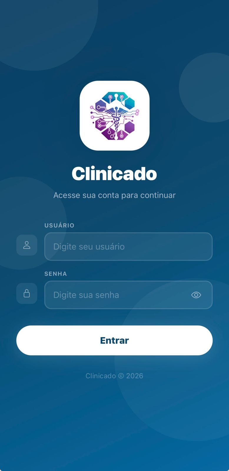 Tela do aplicativo Clinicado com detalhes de atendimento